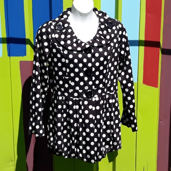 Betsey Johnson Jackets & Blazers - Betsey Johnson polka dot bustle jacket L